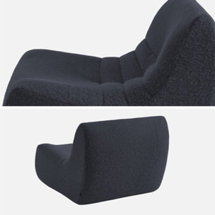 Chauffeuse tissu effet alpaca 1 place. bleu foncé. style contemporain. L 91 x P 105 x H 72cm