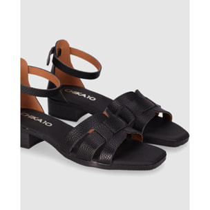 Sandalias de Piel - Negro - Tacón: 3 cm