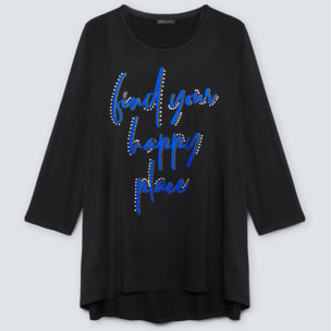 Fiorella Rubino - Camiseta con texto y aplicaciones - Negro