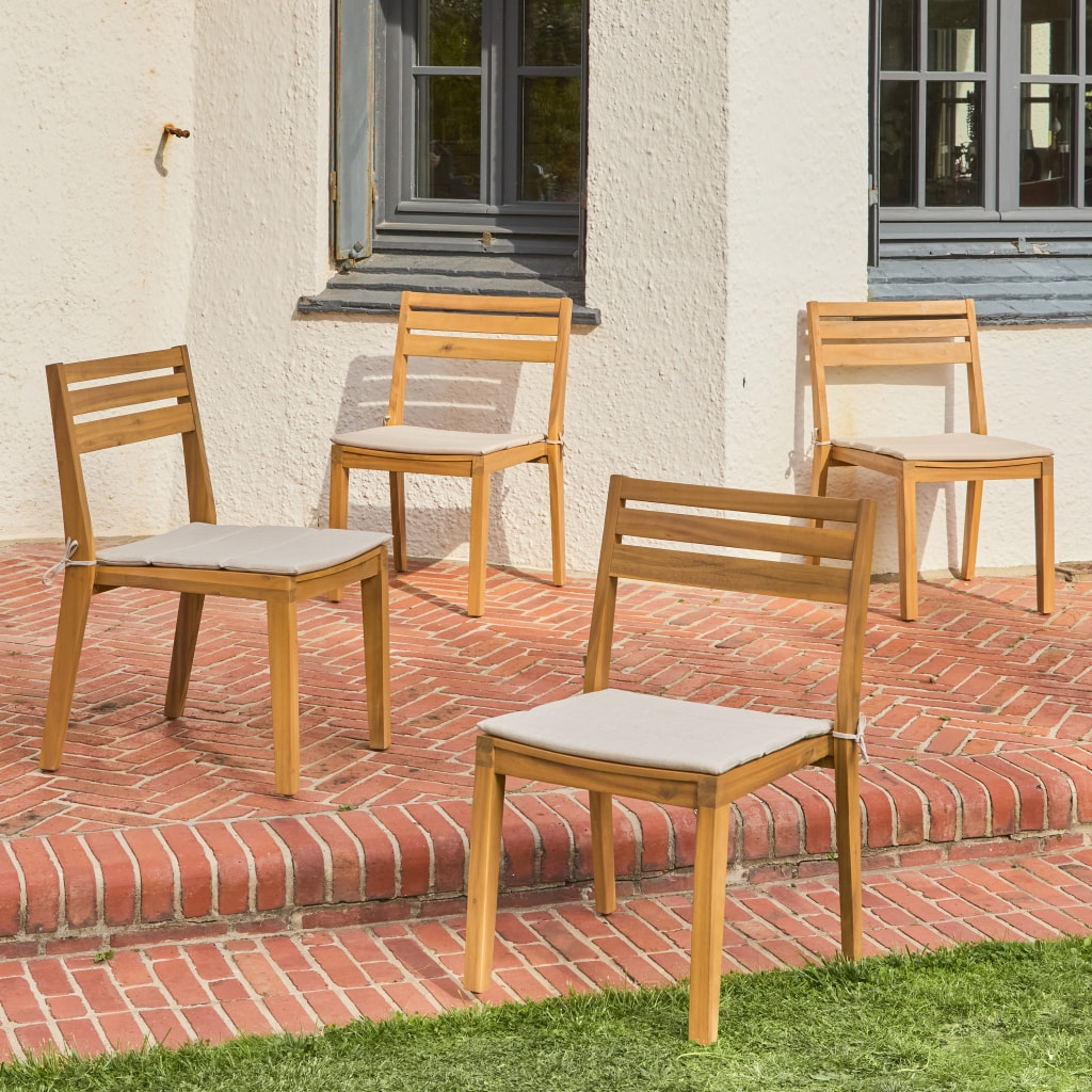 Chaise de jardin bois d'acacia (lot de 4) MERINA