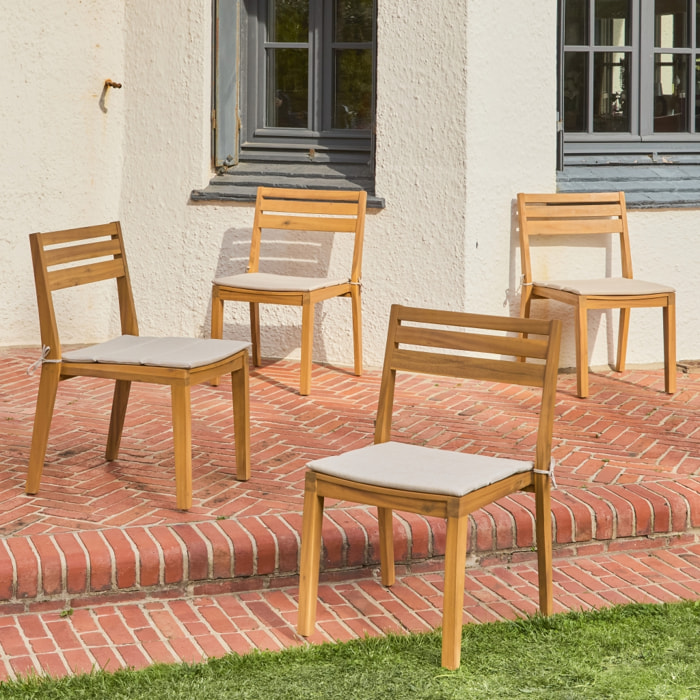 Chaise de jardin bois d'acacia (lot de 4) MERINA