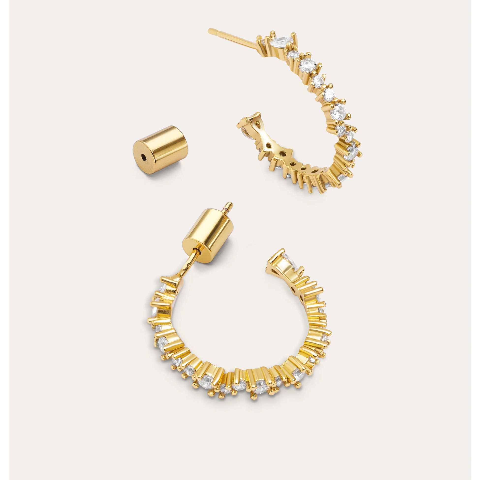 Pendientes Aro Estellar White Baño Oro