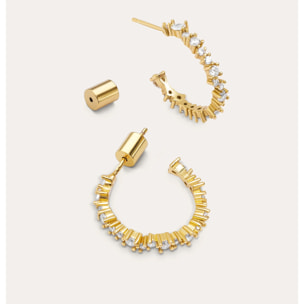 Pendientes Aro Estellar White Baño Oro