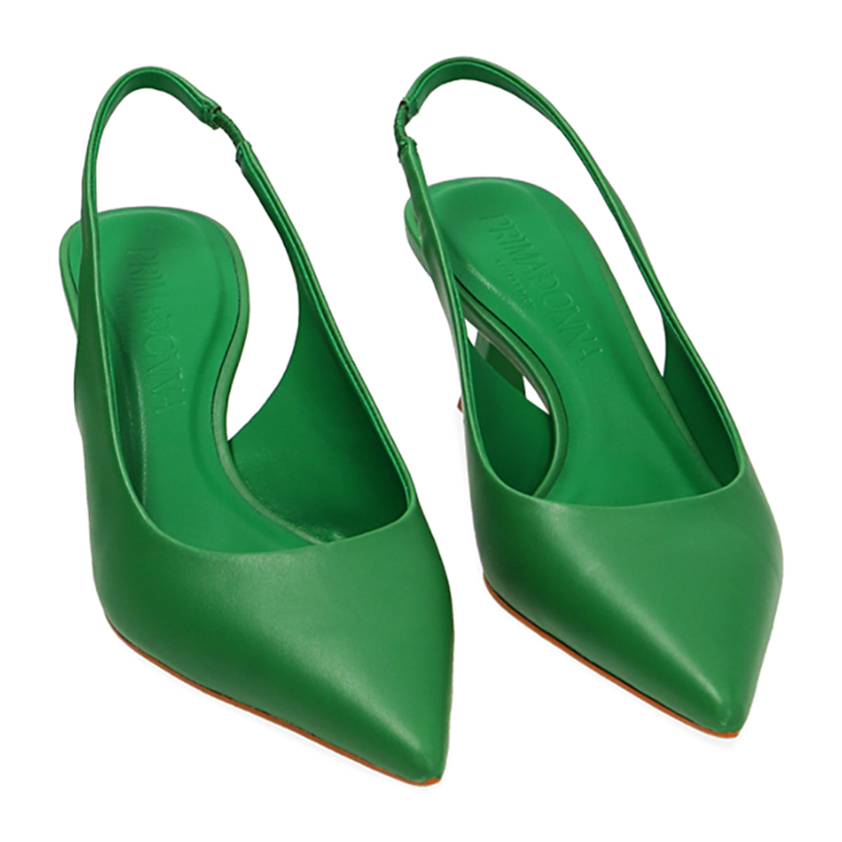 Décolleté slingback verdi, tacco 6 cm