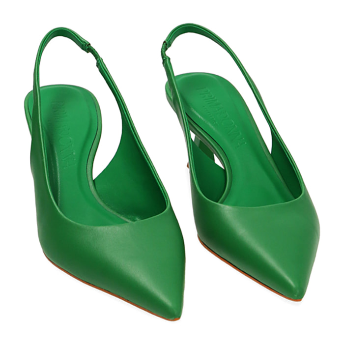 Décolleté slingback verdi, tacco 6 cm