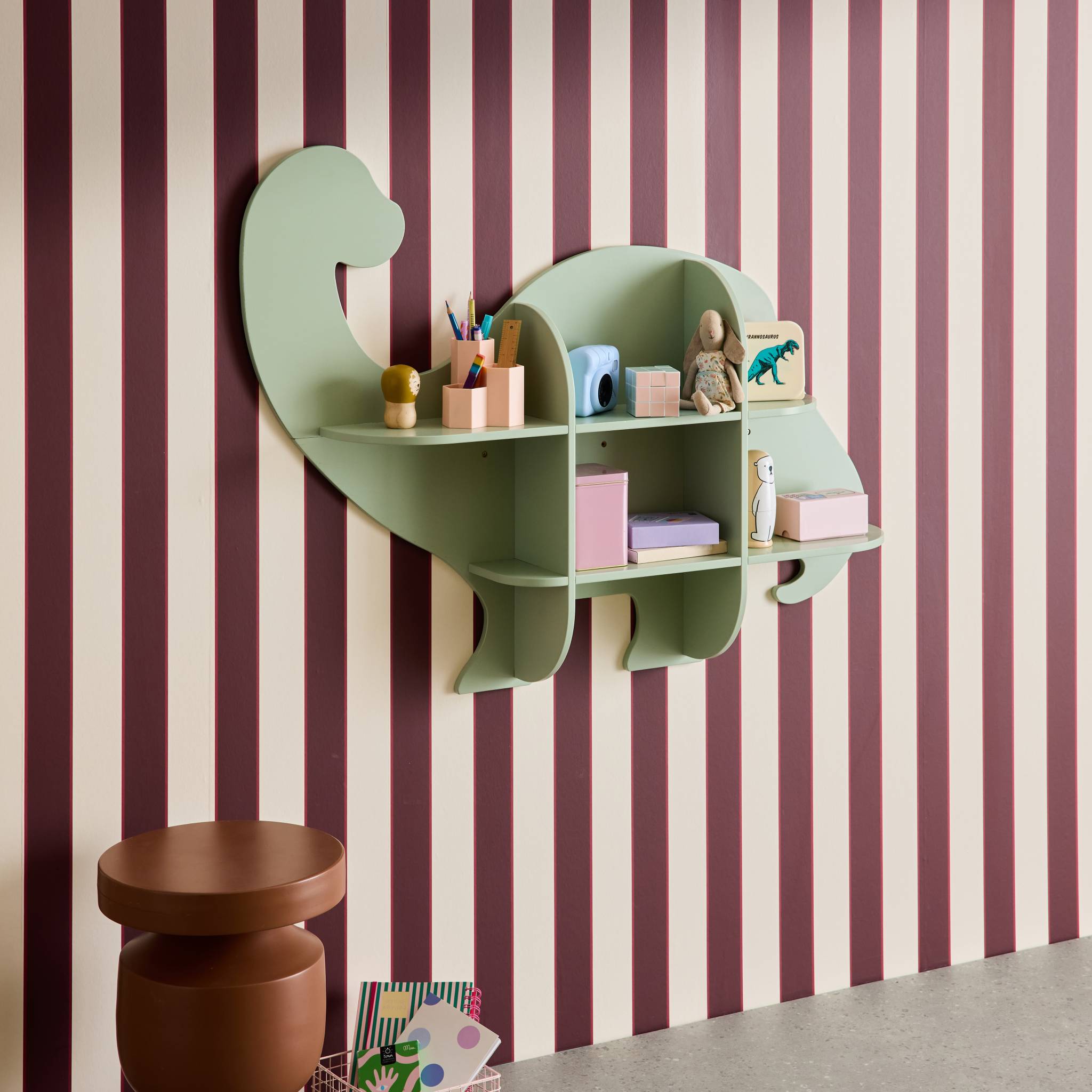 Etagère murale dinosaure 5 espaces de rangement BRACHI