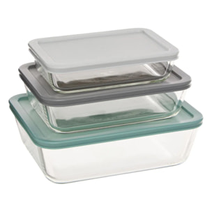 Lot de 3 boîtes de conservation en verre