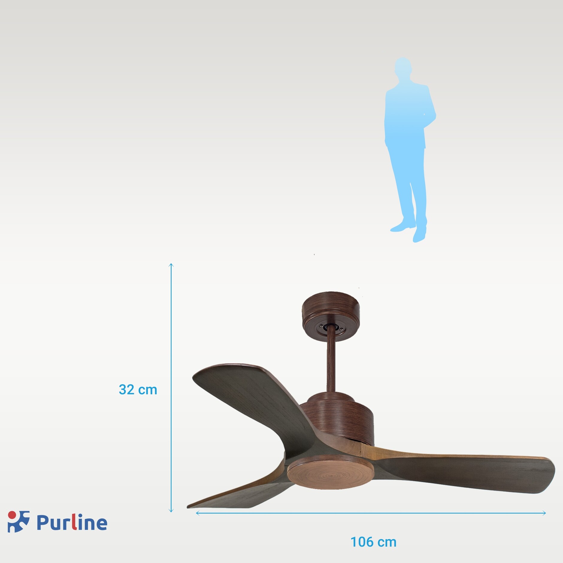 Ventilateur de plafond ø106 cm avec Wifi Réversible Hypersilence 40   W Marron
