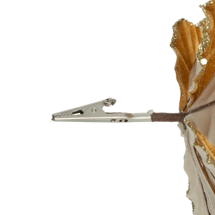 Poinsettia velours cuivre à pince 20cm