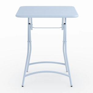Table de jardin pliante en métal bleu pastel 2 personnes - Yumi