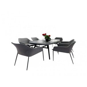 Table de jardin plateau en verre trempé et piétement en métal brossé - TAHITI