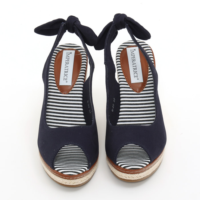 Sandali in tessuto con zeppa