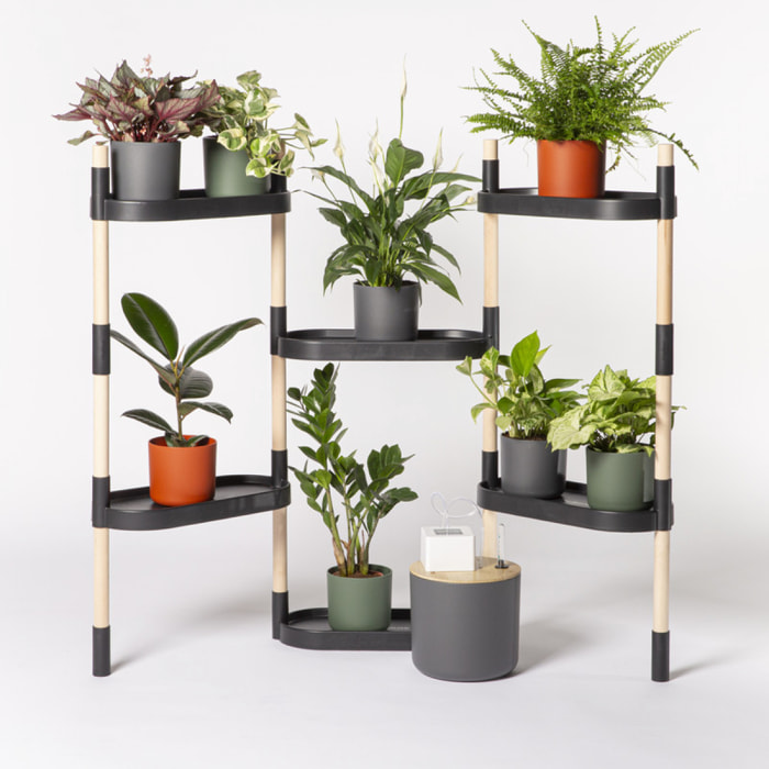 Estantería para plantas modular y personalizable con riego automático por goteo ; color blanco; 6 bandejas