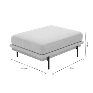 Pouf repose pieds en tissu chenille beige et métal noir TODD