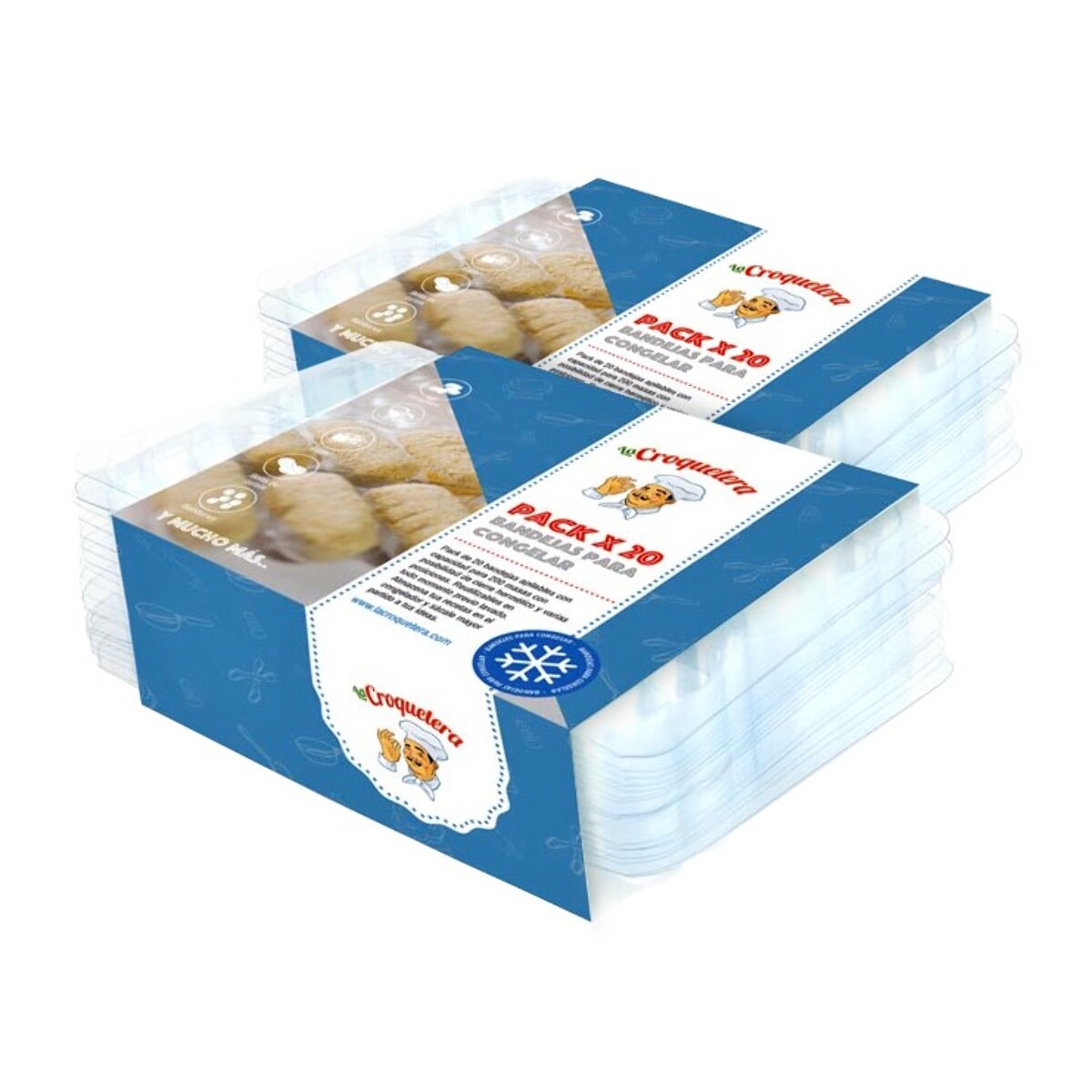 Pack 40 bandejas apilables y reutilizables para 200 masas (croquetas, albóndigas, bolas, etc.)-  La croquetera : patentado y fabricado en España