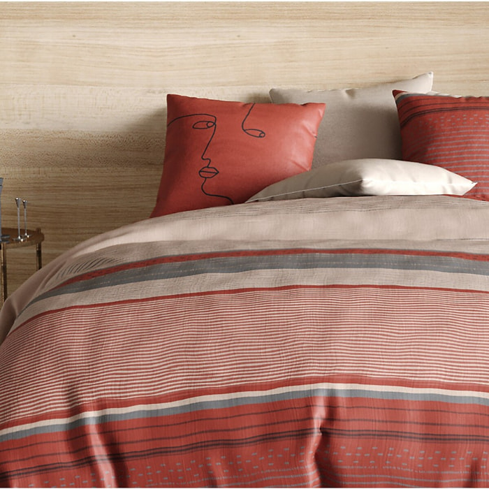 Parure Housse De Couette + 2 taies 100% coton 71fils Hana