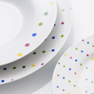 Set 18pcs vajilla porcelana diseño puntos de colores  benetton