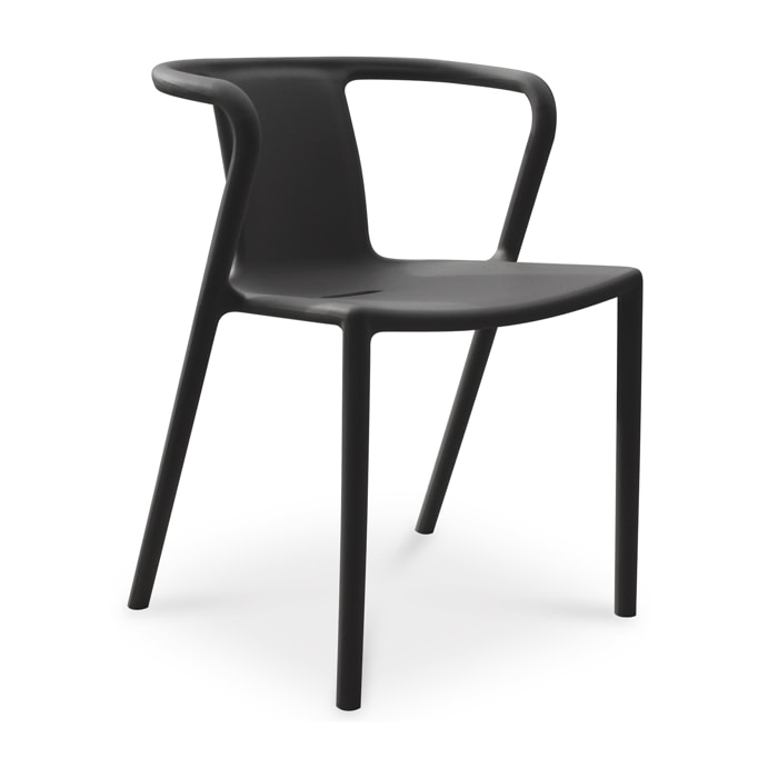 DIEGO - Fauteuil de jardin empilable en Polypropylène noir