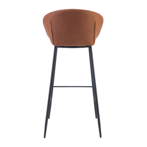 Lot de 2 chaises de bar 75 cm en cuir synthétique marron - Kalba