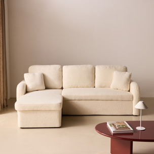 Canapé convertible réversible 3 places lignes arrondies bouclette avec coffre MILANO