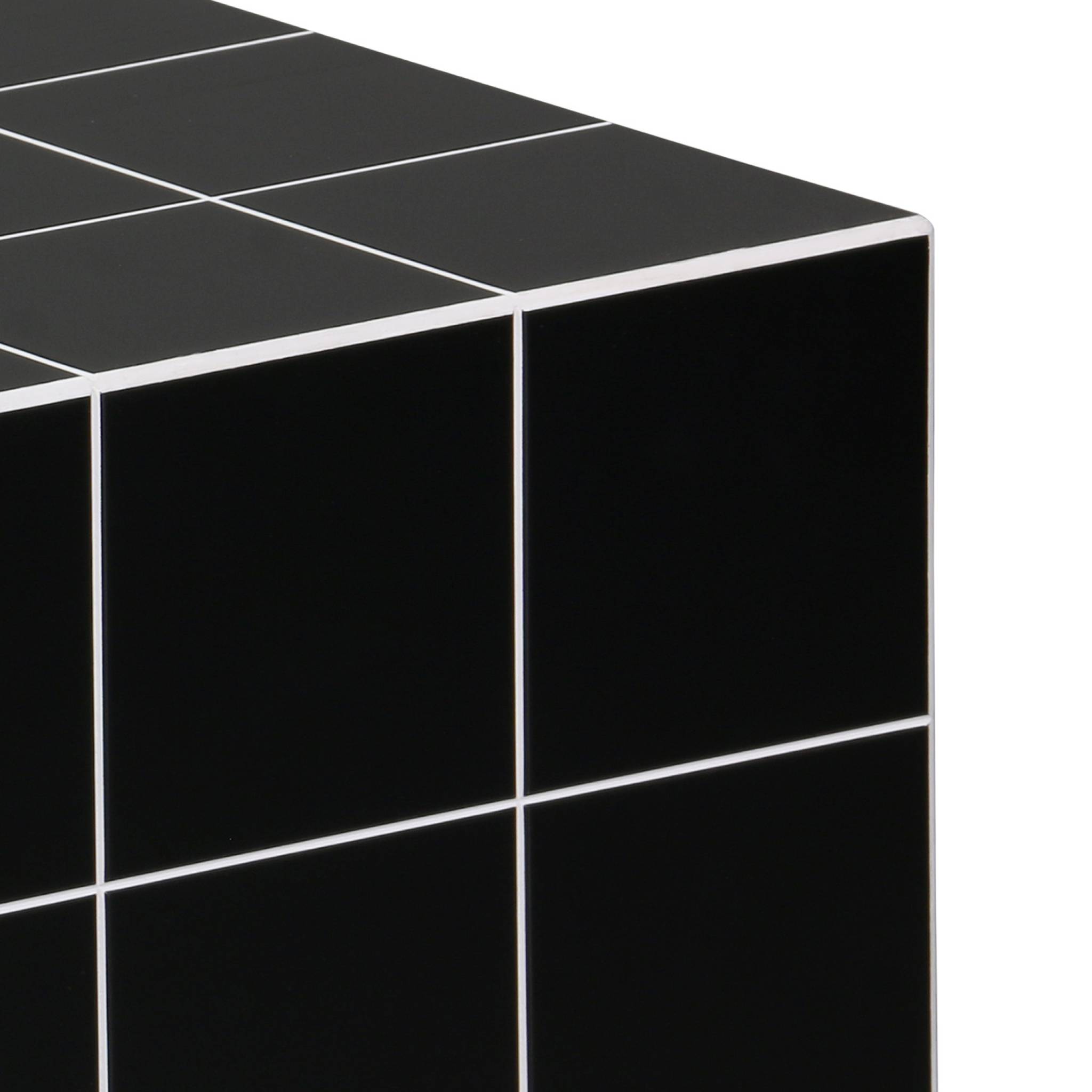 Table basse. table d'appoint cubique imitation carreaux de ciment noir 40x40cm - Kubeeek