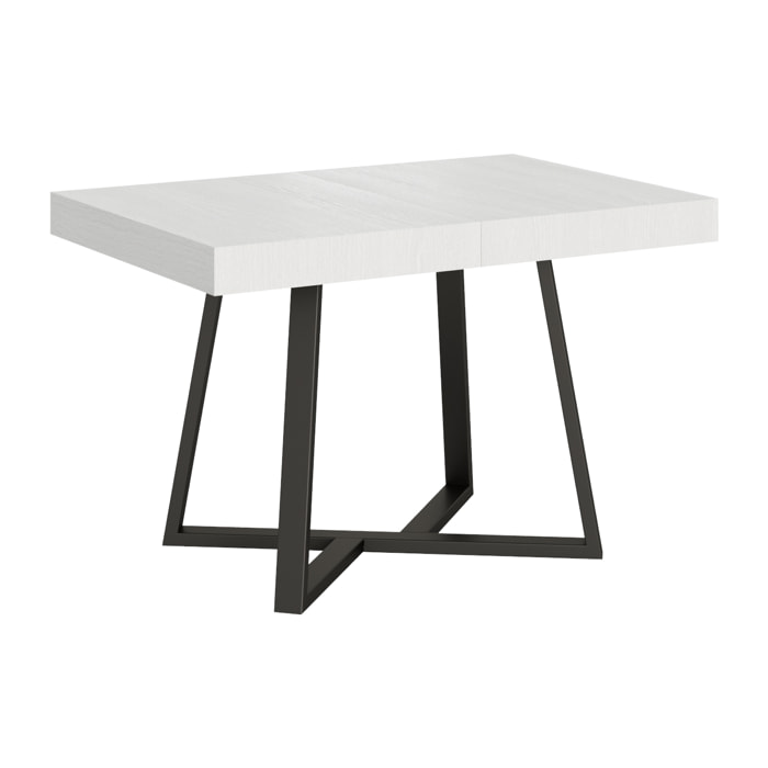 Table extensible 90x120/224 cm Zeplir frêne blanc pieds anthracite