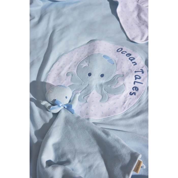 Confezione da 2 body neonato con spalline larghe Ocean Tales blu