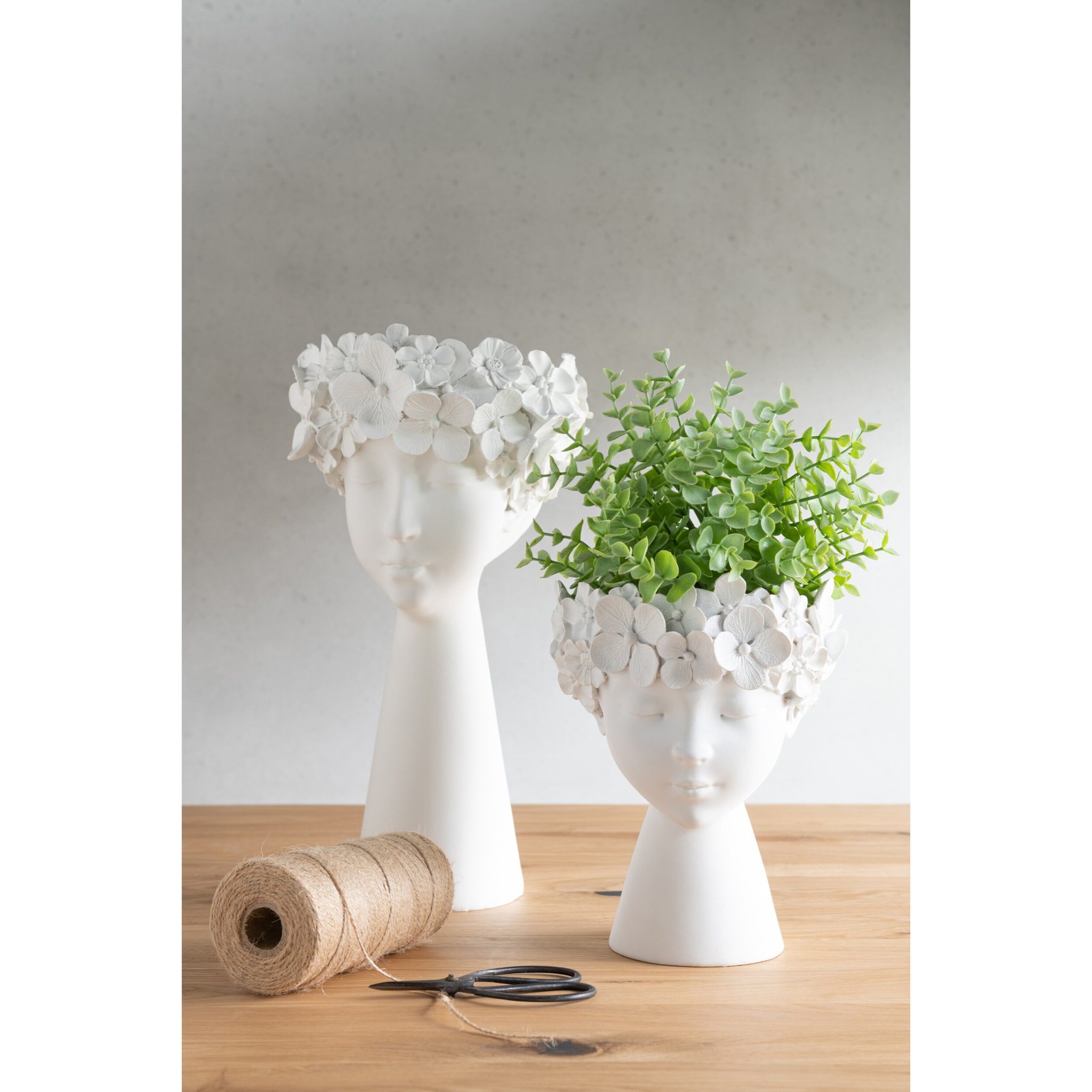 J-Line cache-pot Tête - polyrésine - blanc - large - 40 cm de hauteur