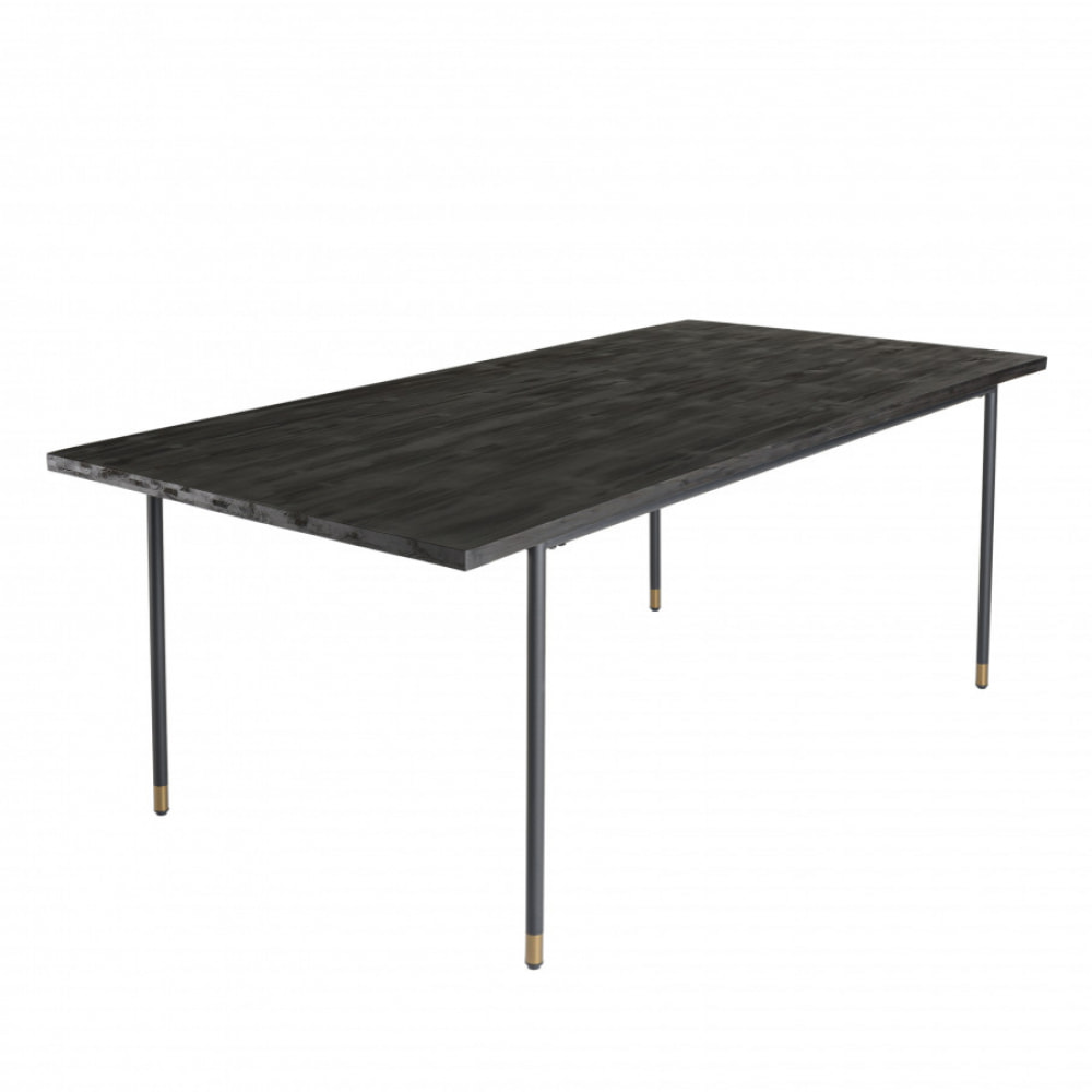 YANIS - Table à manger rectangulaire noire 200x100cm 6 personnes pin vieilli