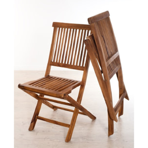 MAEVA - Ensemble de 2 chaises de jardin Java en bois Teck huilé