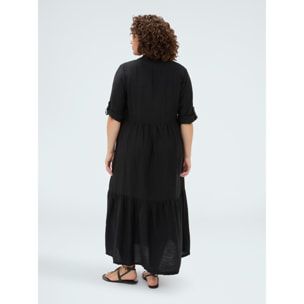 Fiorella Rubino - Vestido camisero Power en mezcla de viscosa - Negro