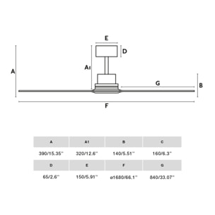 LANTAU XL Ventilador de techo níquel mate/pino