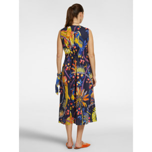 Elena Mirò - Vestido estampado de algodón elástico - Azul