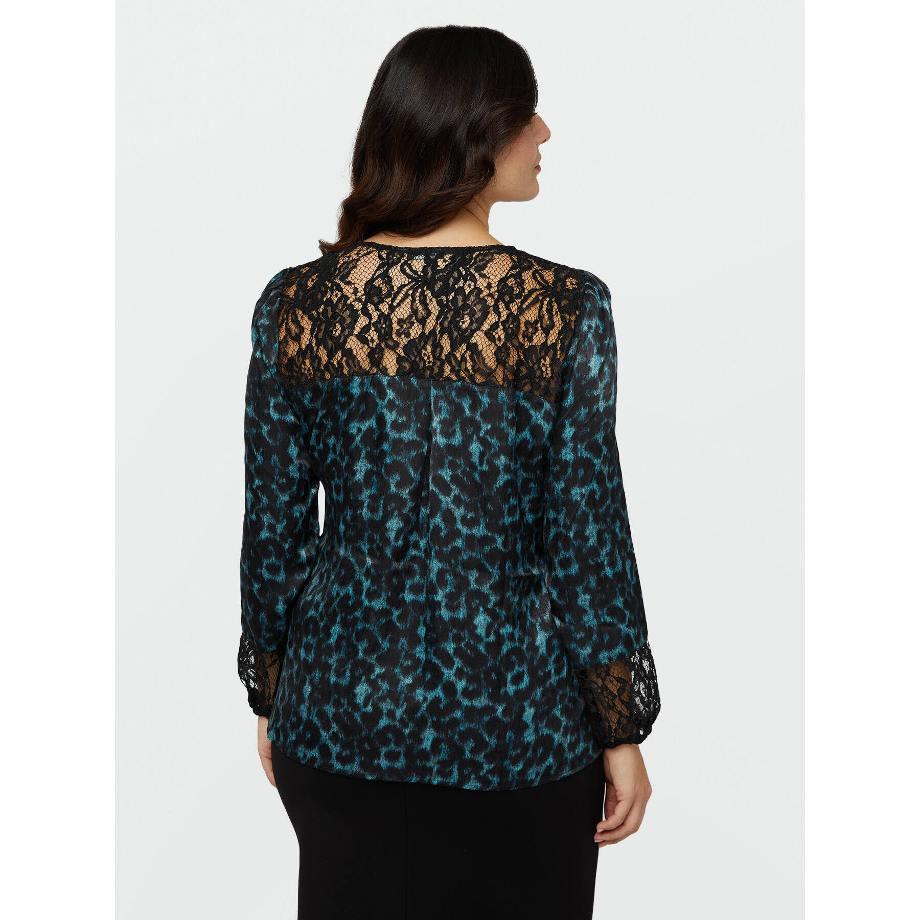 Fiorella Rubino - Blusa animal print con encaje - Negro