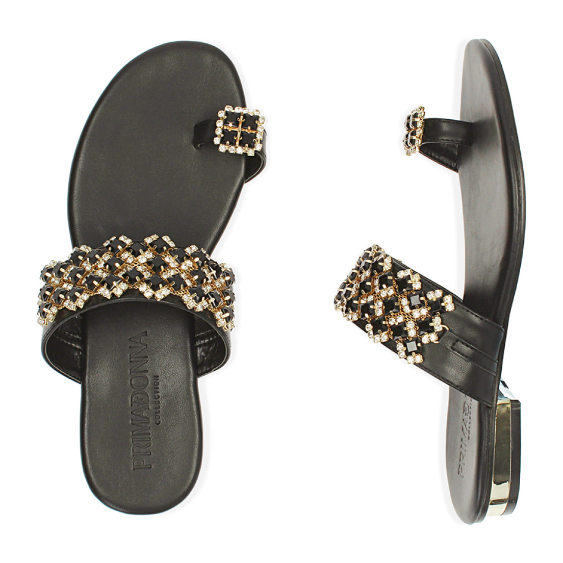 Sandalias planas joya negras