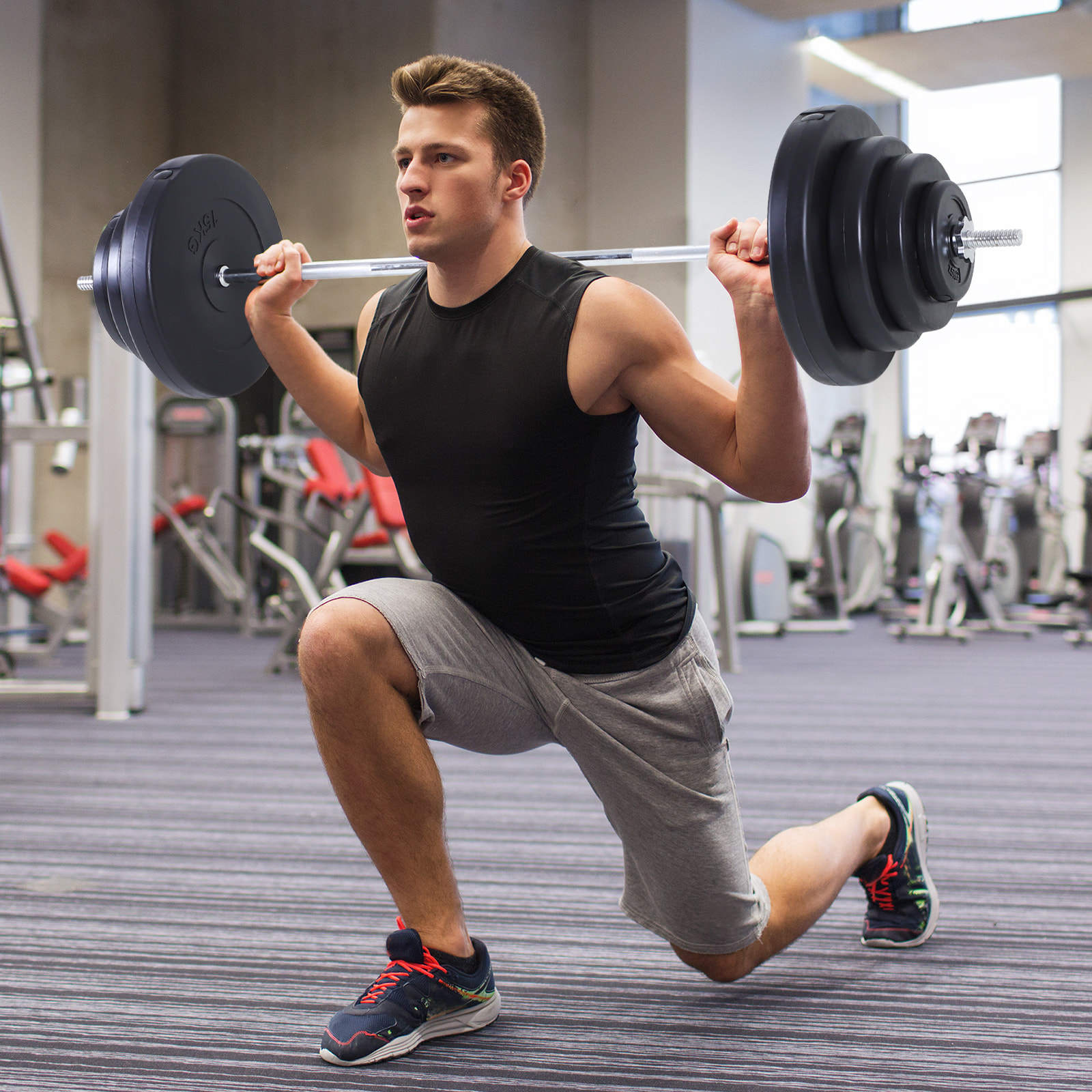 Barra de Pesas 70 kg con Mancuernas Set de Pesas Ajustables con 8 Discos 1,5kg 5kg 10kg 15kg y 1 Barra para Entrenamiento de Fuerza en Hogar Gimnasio Oficina 170x40,5x40,5 cm Negro