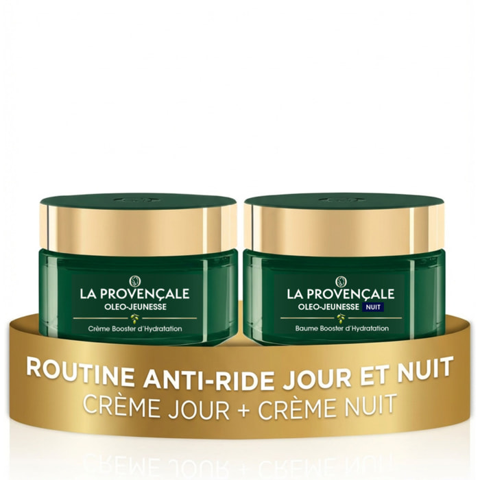 La Provençale Duo Routine Anti-Âge Bio Oleo-Jeunesse – Crème Jour & Baume Nuit à l'Olive Verte et Acide Hyaluronique – Hydratati