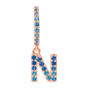 Orecchino Pendente con Lettera N in Pavé di Cubic Zirconia Rosa