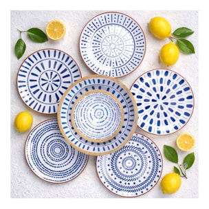 Lot de 6 grandes assiettes, SANTORIN