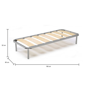 Rete letto singolo Arthurista, Rete ortopedica a doghe larghe, 100% Made in Italy, Cm 80x190h 31