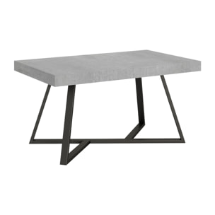 Table extensible 90x160/420 cm Booster gris béton pieds anthracite