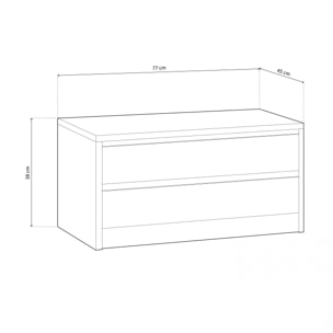 Cajonera auxiliar de 2 cajones en blanco 77x38 cm Uniq Blanco