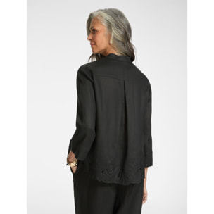 Elena Mirò - Camicia in lino con ricami - Nero