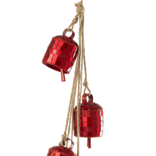 J-Line suspension 7 Cloches Miroir - acier - rouge