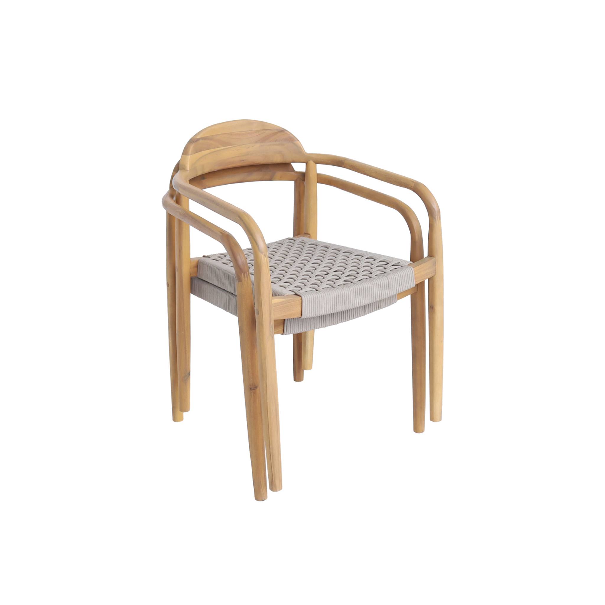 Lot de 2 fauteuils CERINA en bois d'acacia. assise beige en résine. 55.5 x 55 x 79 cm