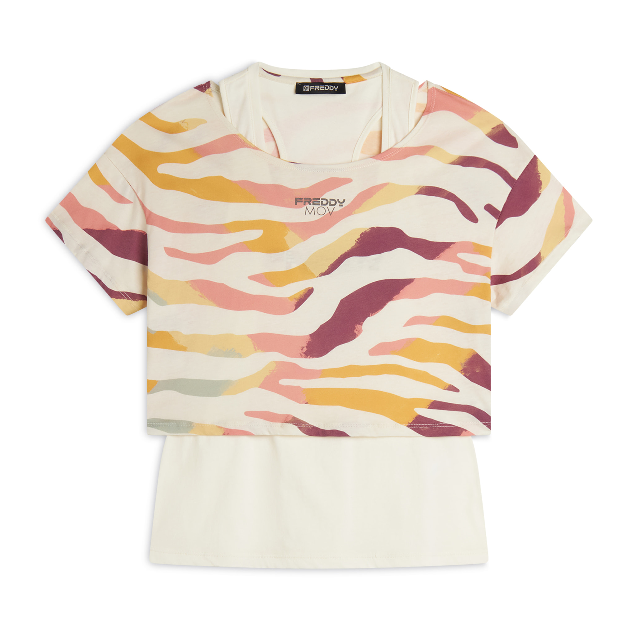 Set T-shirt Cropped multicolore e Canotta