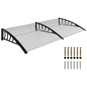 Marquesinas Exterior para Puertas y Ventanas 200x96x27 cm Tejadillo de Protección contra Sol y Lluvia con Soporte de Aleación de Aluminio PP Policarbonato Transparente