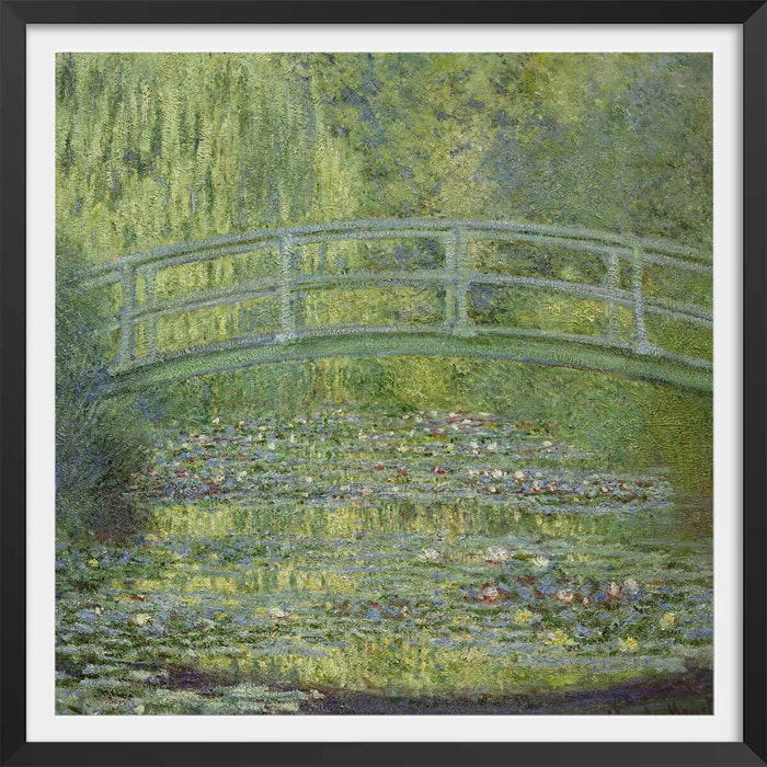 Poster Le pont japonais - Claude Monet Affiche + cadre en bois - Noir
