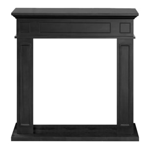 Jefferson - Cornice per Camino 89,5x90,5x28 cm Rivestimento Decorativo in Legno MDF Nero