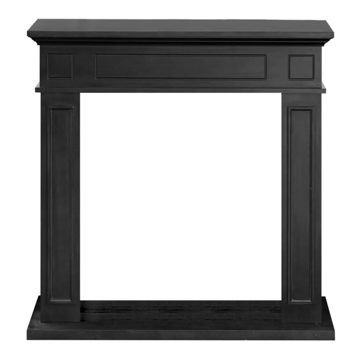 Jefferson - Cornice per Camino 89,5x90,5x28 cm Rivestimento Decorativo in Legno MDF Nero